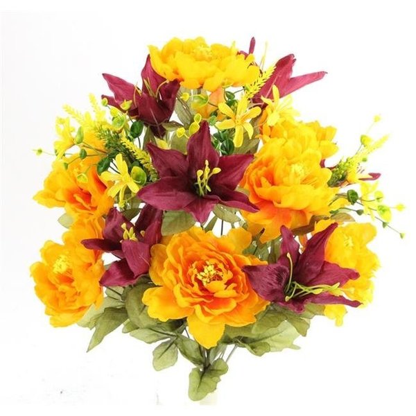 Adlmired By Nature Admired by Nature ABN1B009-GD-BG Spring Artificial Flowers & Mixed Bush Stems for Home; Wedding; Restaurant & Office Decoration Arrangement - Gold & Burgundy ABN1B009-GD-BG